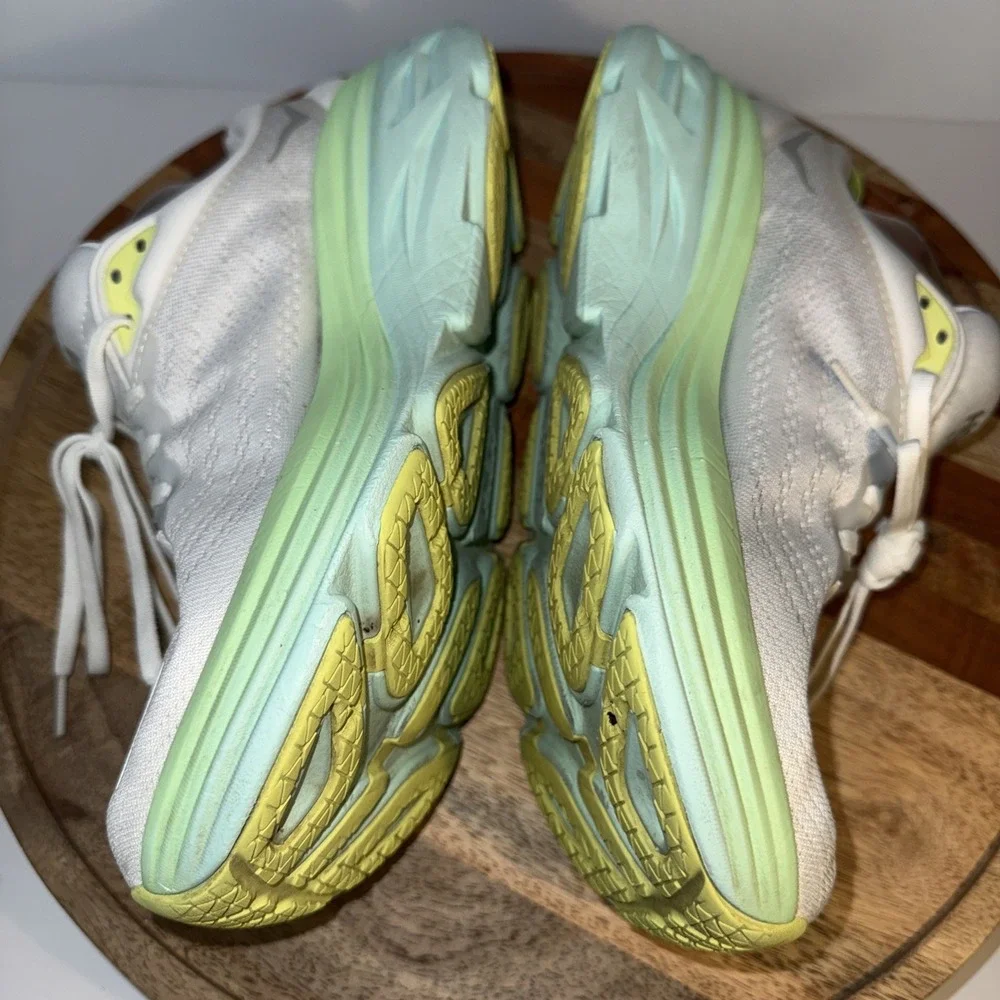 Hoka One One Women Bondi 8 1127954 White Running Shoes Sneakers Size 9.5D WIDE
